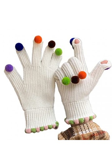 Mitaines dhiver en tricot pour adulte - Deux doigts - Cadeau de Noël pour couple, beige, Taille Unique