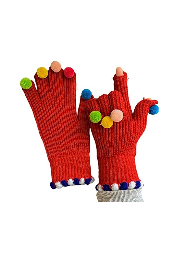 Mitaines dhiver en tricot pour adulte - Deux doigts - Cadeau de Noël pour couple, beige, Taille Unique