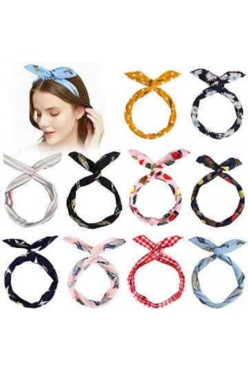 Twist Bow Wired Headbands, Dadabig 10PCS Bandeau Fil de Fer Cheveux Femme, Bandeau Noeud Cheveux Femme Doreille de Lapin de 
