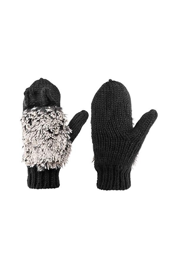 Qchomee Moufles Femmes Gants Hiver Tricotés Thermique Doublure Peluche Epais Chaud Mitaines Doigts Complets Sport Ski Snowboa