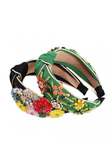 QTMY Lot de 2 bandeaux à cheveux en perles de cristal - Style vintage - Pour femme et fille