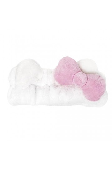The Crème Shop Bandeau spa en peluche avec nœud signature Hello Kitty rose | Sans cruauté envers les animaux et végétalien