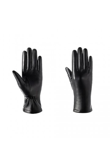 Gants dhiver en cuir synthétique pour femme - Noir - Pour écran tactile - Doux et chaud, Noir , XL