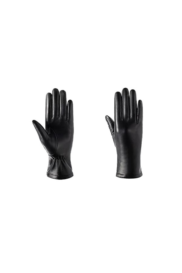 Gants dhiver en cuir synthétique pour femme - Noir - Pour écran tactile - Doux et chaud, Noir , XL
