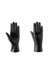 Gants dhiver en cuir synthétique pour femme - Noir - Pour écran tactile - Doux et chaud, Noir , XL