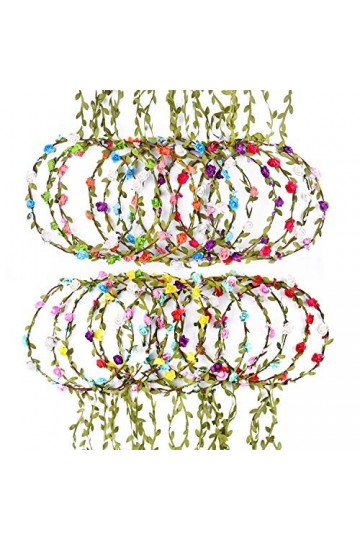 FEPITO 22 Pcs Fleur Couronne Multicolore Couronne Florale Guirlande Florale Bandeaux pour Femmes Filles Cheveux Accessoires 