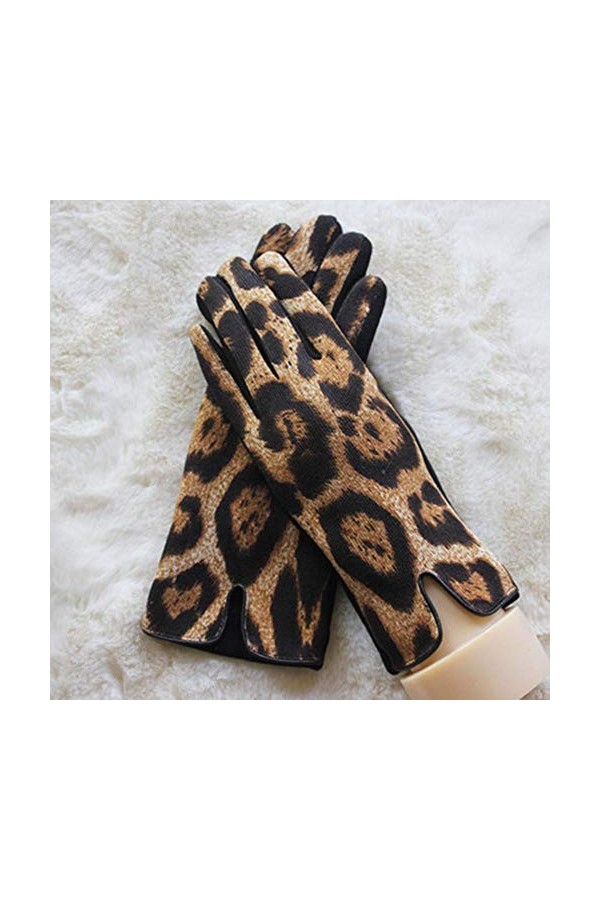 MAPPE Hiver Femmes Cachemire Épais Chaud Léopard Impression Gants Sexy Tigre Imprimé Laine Plus Velours Écran Tactile Cyclism