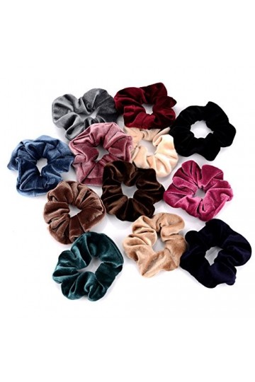 Whale - Lot de 12&nbsp;chouchous doux en velours / élastiques à cheveux