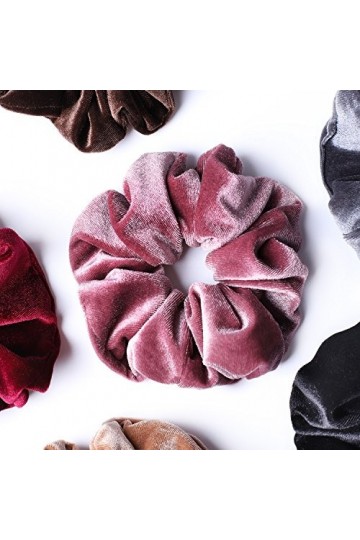 Whaline 6 Gros Cheveux Chouchous, Velours Élastiques Grands Cheveux Bobble Chouchou, Bandes de Cheveux Femmes Liens Souples, 