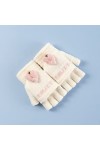 Liyinco Gants sans Doigts Femme Mignon Coeur Flip, Gants sans Doigts en Peluche Chauds dhiver, Gants sans Doigts Chauds pour