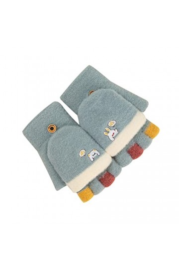 Liyinco Gants sans Doigts brodés Mignons pour Femmes, Gants sans Doigts en Peluche Chauds pour lhiver, Gants sans Doigts Cha