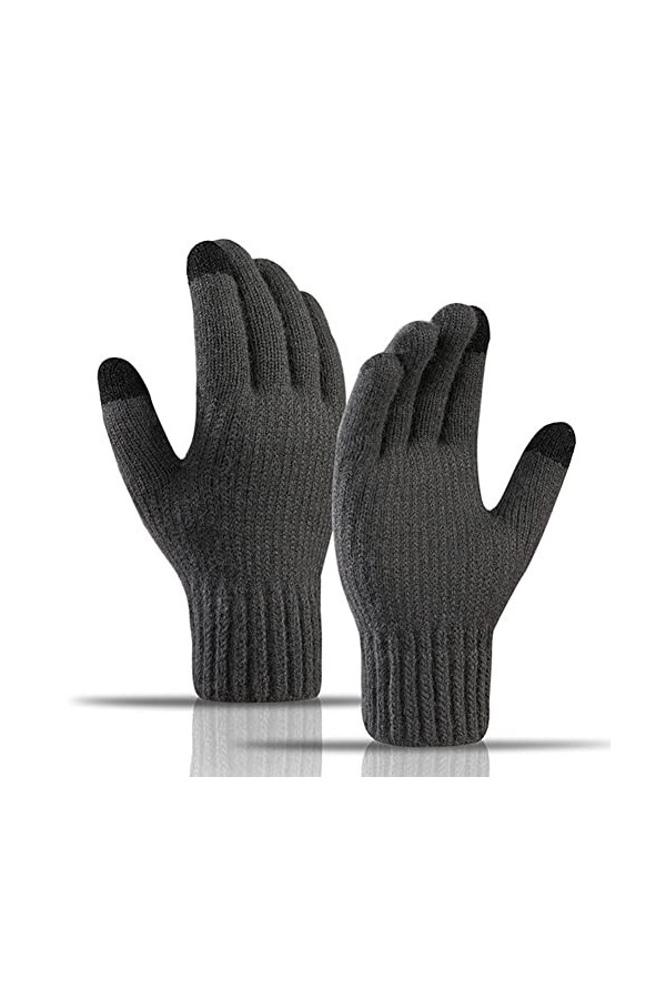 Gants Chaud Hiver pour Hommes Femmes, Unisexe Épaississement Gant Doux Cadeaux Chauds Doublure Polaire de Laine Thermique tri
