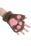 Mitaines en forme de patte de chat pour femme et fille - Moufles dhiver en peluche - Courtes et épaisses - Chaudes - En pola