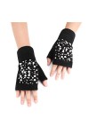 YJZQ Mitaine Perles Femme Mitaine en laine Gant hiver Gants Chaud Mode Demi-doigt Gants de Tricot élégant