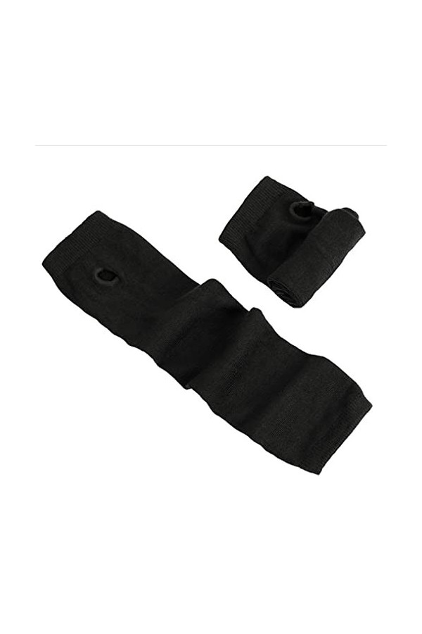 Mitaines unisexes en tricot avec trou pour le pouce et les coudes, fines et extensibles noir classique 