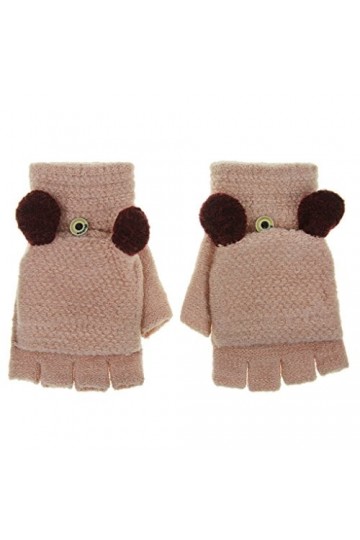 YJZQ Femme Gants Chaud Gants en Laine Gants Moufle et Mitaine mixte Moufle Tricoté de Cyclisme Gants Deni-Doigt avec Mignon O