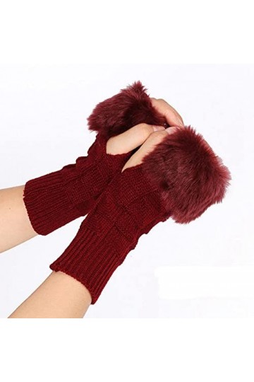 LUMoony 1Pcs sans-Doigts Chaud Peluche Tricoté Moufles Courtes pour Femmes Filles Hiver Manchettes Gants Chauffe-Poignets Mou
