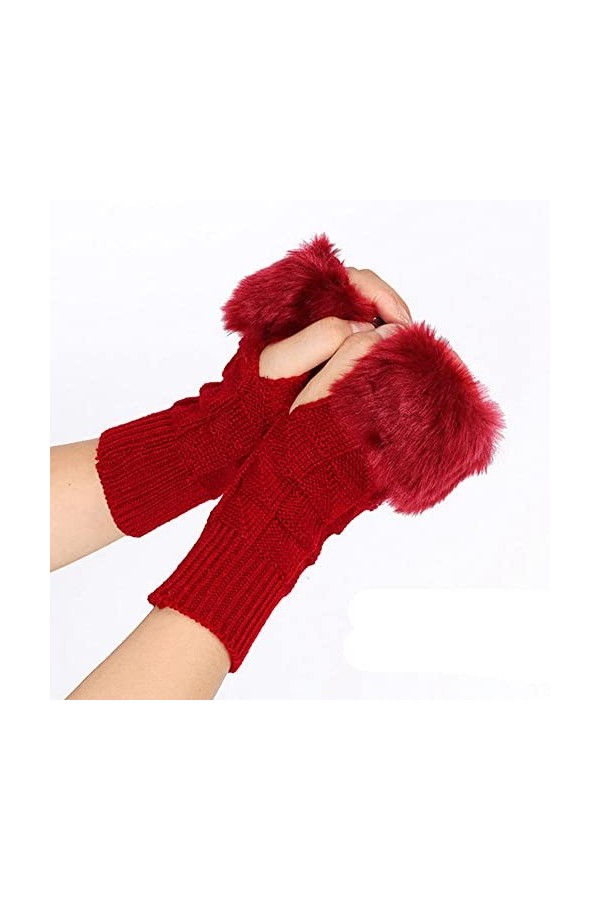LUMoony 1Pcs sans-Doigts Chaud Peluche Tricoté Moufles Courtes pour Femmes Filles Hiver Manchettes Gants Chauffe-Poignets Mou