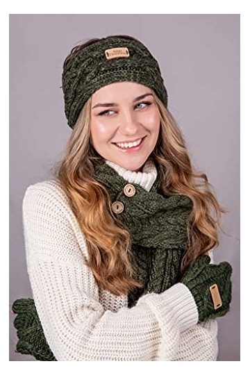 Aran Traditions Dark Green Cable Knit Design Headband
