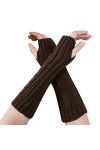 Gants Femme Tricoté Arm Mitaines Hiver Douce Et Chaude Longs Mitten Twist Gants Sans Goigts Hiver Bras Chaud Couleur unie Mit