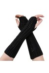Gants Femme Tricoté Arm Mitaines Hiver Douce Et Chaude Longs Mitten Twist Gants Sans Goigts Hiver Bras Chaud Couleur unie Mit