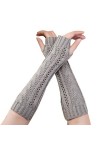 Gants Femme Tricoté Arm Mitaines Hiver Douce Et Chaude Longs Mitten Twist Gants Sans Goigts Hiver Bras Chaud Couleur unie Mit