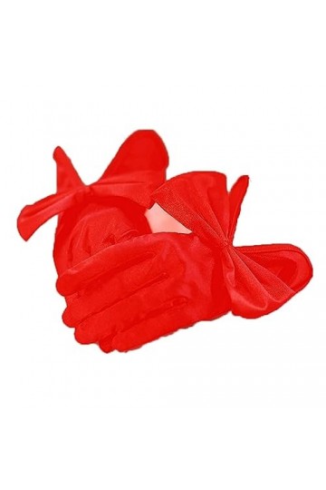 LJRPUPY Gants courts pour fête dopéra, longueur poignet, moufles de mariage, gants des années 1920, gants pour thé et nœud p