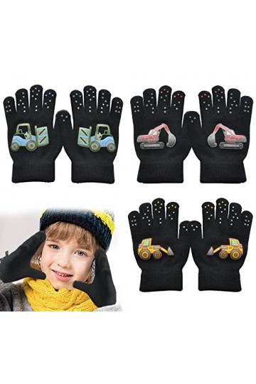 3 Pares Gant Enfant,Magiques Gants Tricotés,Gants Tricotés pour Enfants,Gants Full Finger Enfants,Tricotés Gants Chauds dhiv