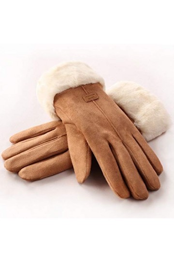 Moufles dhiver Mode Hiver Dames Plein-Doigt Conduite de Luxe Gants Chauds élastiques - Kaki, Taille Unique