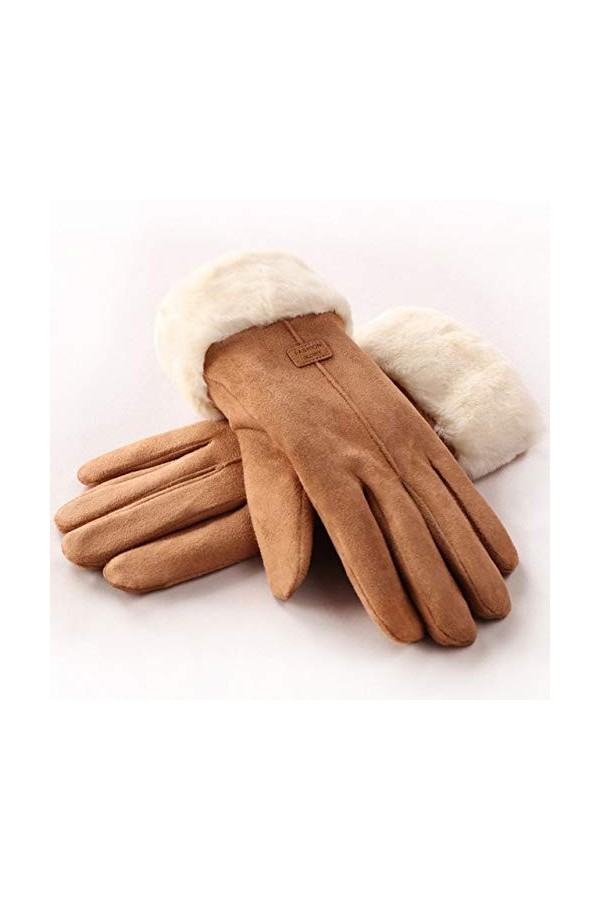 Moufles dhiver Mode Hiver Dames Plein-Doigt Conduite de Luxe Gants Chauds élastiques - Kaki, Taille Unique