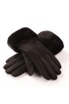 Moufles dhiver Mode Hiver Dames Plein-Doigt Conduite de Luxe Gants Chauds élastiques - Noir, Taille Unique