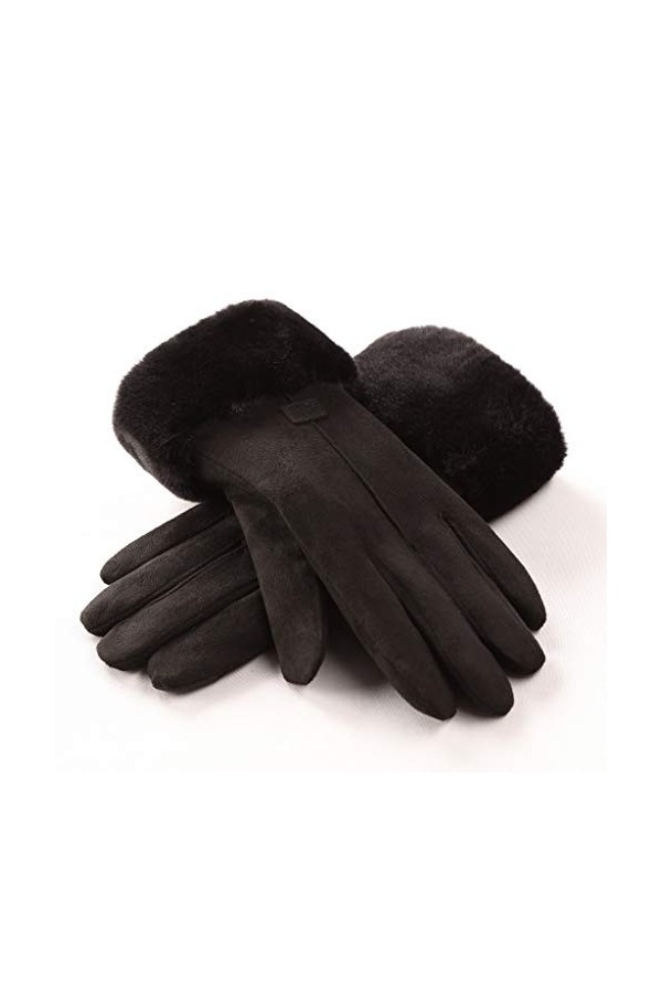 Moufles dhiver Mode Hiver Dames Plein-Doigt Conduite de Luxe Gants Chauds élastiques - Noir, Taille Unique