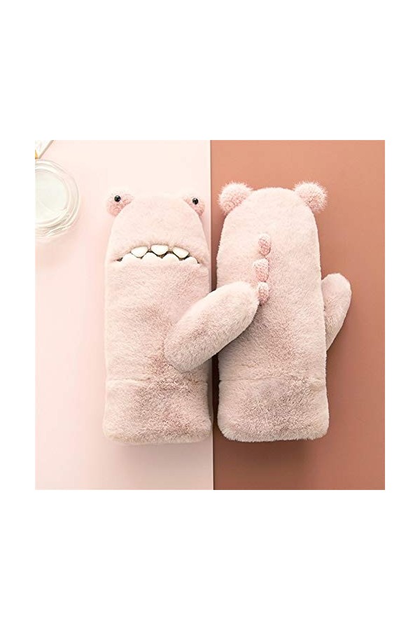 ASDFGT-778 Version coréenne des Nouveaux Hiver Plus de Velours épais Gants Chauds Mignons étudiantes vélo Halter moufles Col