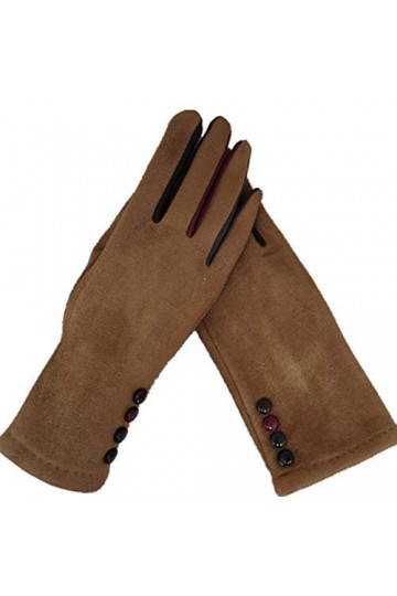 Hiver Épais Chaud Écran Tactile Femmes Gants Daim Mode Cyclisme Doux Dames Gants, Marron, Chine