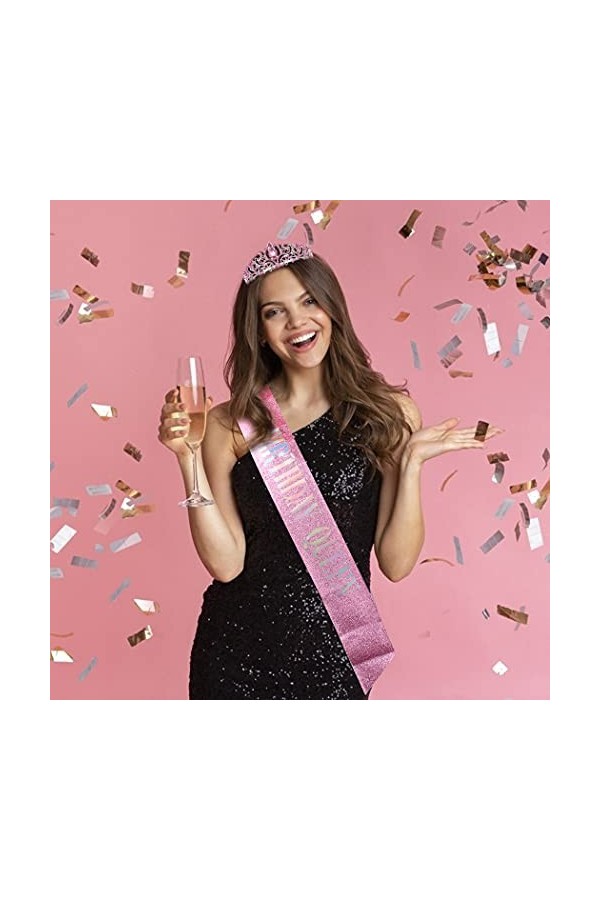 Ensemble « Birthday Queen » et diadème en strass rose Didder pour femme, diadème danniversaire, diadème et couronnes pour fe