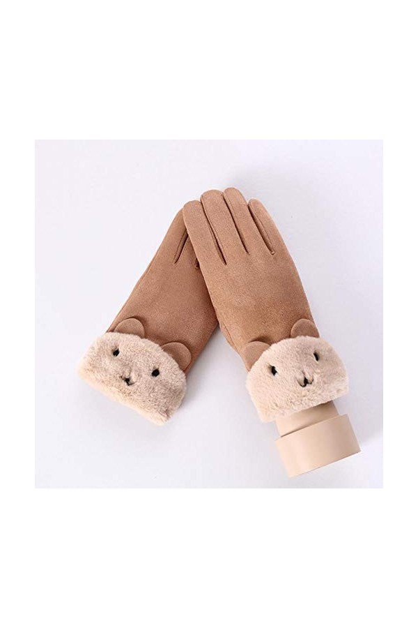 Hiver Femme Double Épais Poignet en Peluche Chaud Cachemire Mignon Cyclisme Mitaines Femmes Daim en Cuir Écran Tactile Gant D