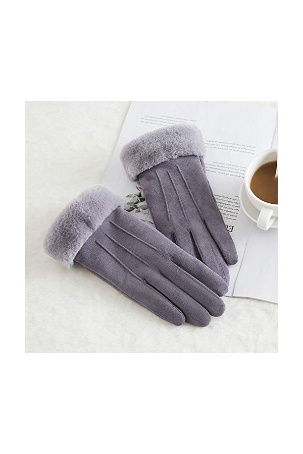 Hiver Femme Double Épais Poignet en Peluche Chaud Cachemire Mignon Cyclisme Mitaines Femmes Daim en Cuir Écran Tactile Gant D