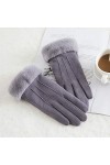 Hiver Femme Double Épais Poignet en Peluche Chaud Cachemire Mignon Cyclisme Mitaines Femmes Daim en Cuir Écran Tactile Gant D