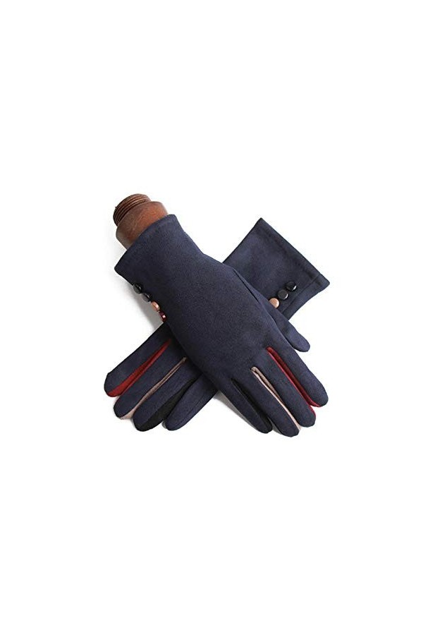 MAPPE Hiver Épais Chaud Écran Tactile Femmes Gants Daim Mode Cyclisme Doux Dames Gants, Bleu Foncé, Chine