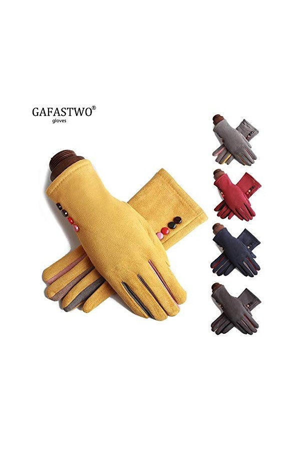 MAPPE Hiver Épais Chaud Écran Tactile Femmes Gants Daim Mode Cyclisme Doux Dames Gants, Bleu Foncé, Chine