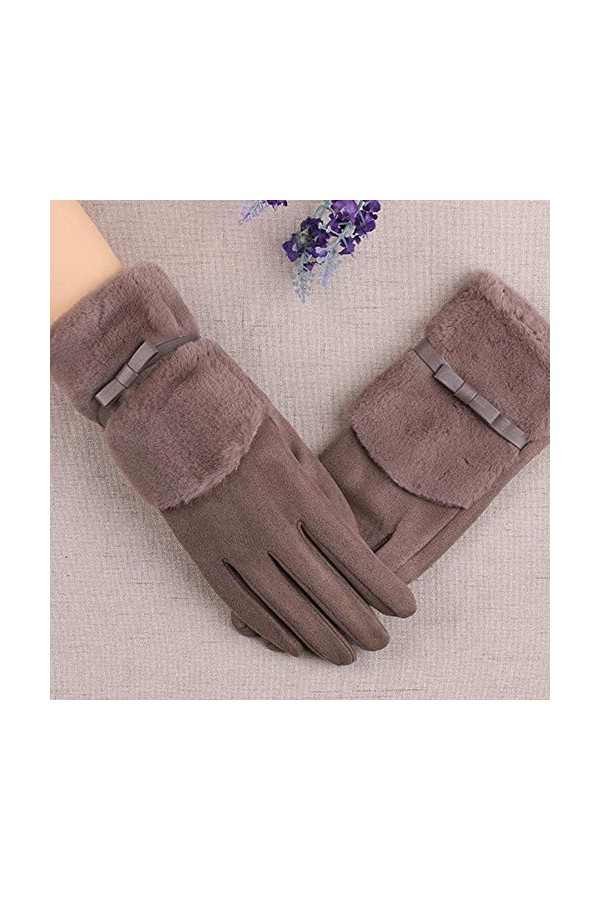 Hiver Femme Chaud Plush en Cuir Épais Arc Mitaines De Cyclisme Femmes Daim en Cuir Écran Tactile Conduite Gants De Doigt Comp