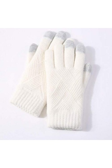 MAPPE Femme Hiver Chaud Tricoté Plein Doigt Gants Hommes Solide Laine Écran Tactile Mitaines Femmes Épais Chaud Cyclisme Gant