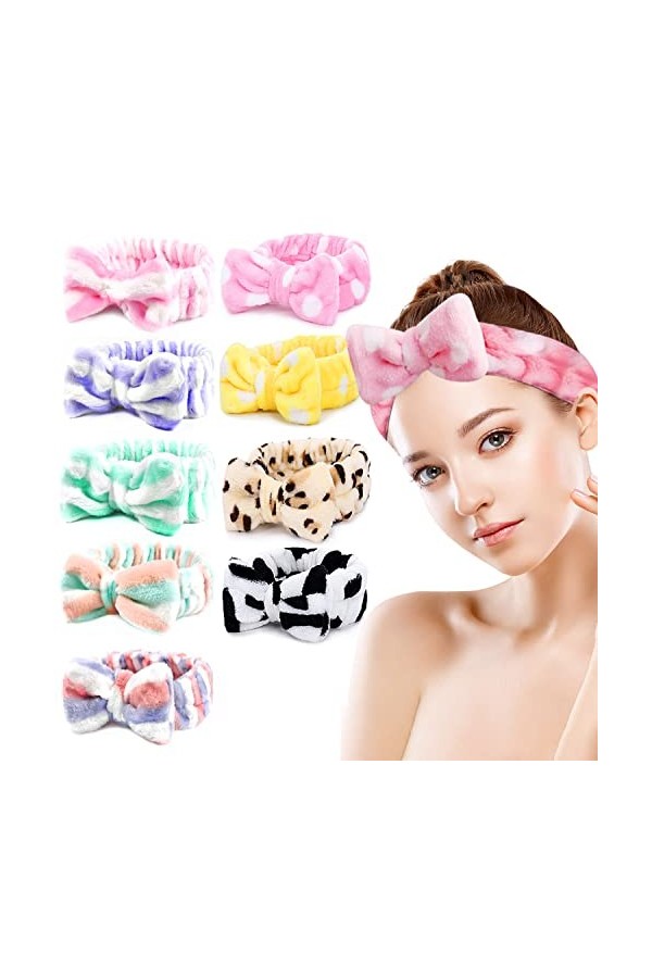 Bandeaux de spa en polaire corail pour maquillage, cosmétique, joli bandeau pour laver le visage, bandeau de douche, bandeau 