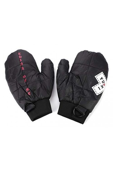 IBLUELOVER Gants Hiver Femme Fille Moufles Chaud Gants de Ski en Similicuir Cuir Gloves Doublure Polaire Mignon Moufle Doux C