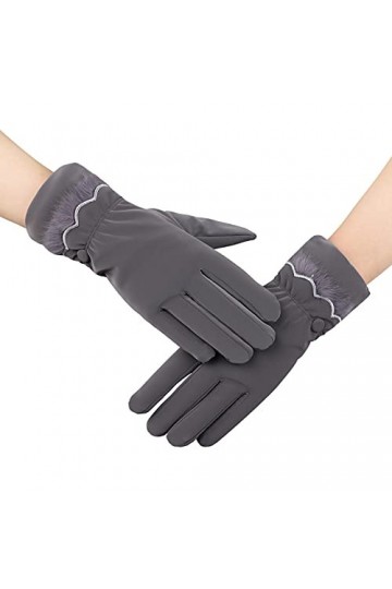 Gant Femme Hiver Laine Doux Gants dEcran Tactiles Imperméable Fantaisie Moufle Dame Mitaine Doublure Polaire Élégant Gants T