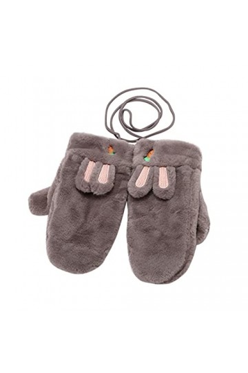 Gants thermiques dhiver pour femme - Moufles mignonnes en velours épais et chaud, gris, Taille unique