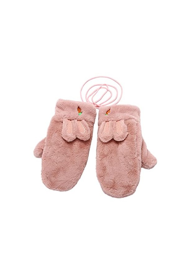 Gants thermiques dhiver pour femme - Moufles mignonnes en velours épais et chaud, gris, Taille unique