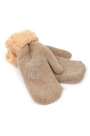 The Scarf Girafe Mitaines super chaudes et confortables doublées en fausse fourrure avec patte en strass, flocon de neige, cœ