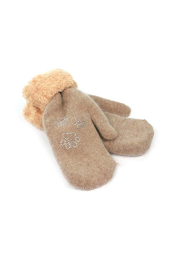 The Scarf Girafe Mitaines super chaudes et confortables doublées en fausse fourrure avec patte en strass, flocon de neige, cœ