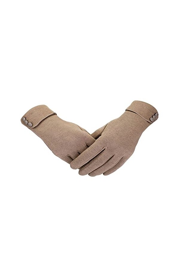 Keepwin Gants dhiver chauds et thermiques pour écran tactile - Doublure douce - Épais - Coupe-vent - Pour femme, kaki, A